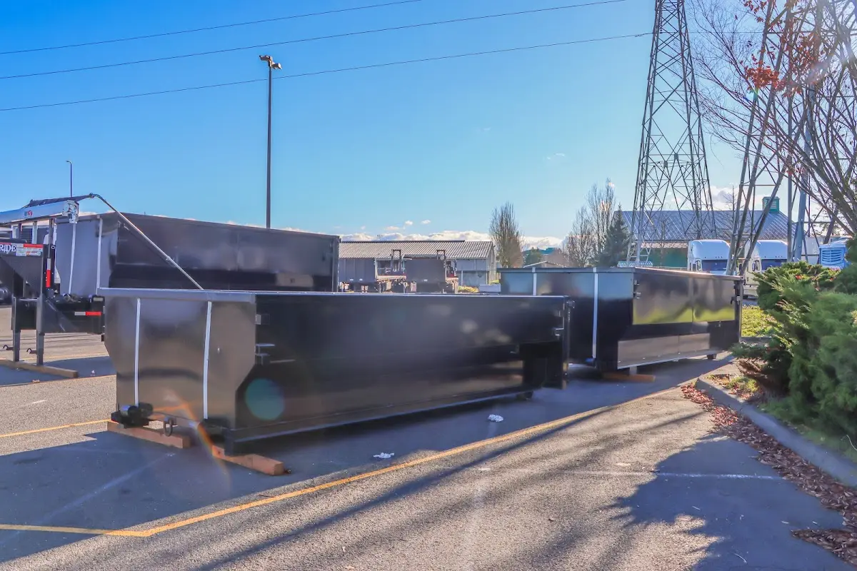 Roll-off dumpster ready for waste disposal at job site for 2 Yard Dumpster Rental in Maysville